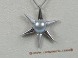 spp057 925silver star design pendant nacklace with grey pearl