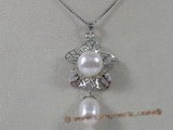 spp064 Sterling silver leafe design freshwater pearl pendant jewelry