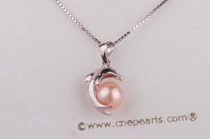 spp073 Sterling silver dolphin Pendant with bread pearl in wholesale