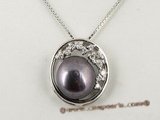 spp078 Sterling silver round Pendant with 10-10.5mmm bread pearl
