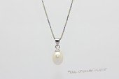 spp093 925silver Pendant neklace dangle with 8-9mm oval drop pearl