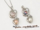 spp096 Timeless cultured bread pearl triple heart design pendant in sterling silver