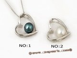 spp099 Sterling silver 6-7mm round pearl heart pendant necklace in wholesale