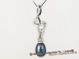 spp102 Fashion black teardrop pearl sterling silver musical scale pendant