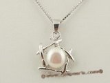spp108 wholsale sterling silver white freshwater bread pearl pendant necklace