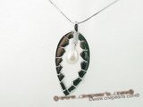 spp144 Sterling silver 7-8mm oval pearl leafe-shape fancy pendant in wholesale