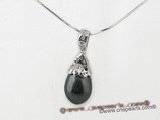 spp150 10-11mm black teardrop pearl 925 silver pendants necklace in wholesale