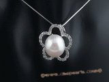 spp159 925silver flower pendants inserted with 10-11mm freshwater round pearl