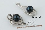 spp161 Timeless 7-8mm black round pearl inlayed with 925silver design pendant