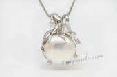 spp173 sterling silver 14-15mm coin pearl pendant necklace