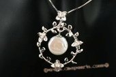 spp190 Timeless 925silver 12-13mm white coin pearl pendant