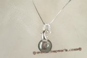 spp202 Timeless 12-14mm Black Coin Pearl 925Silver Pendants