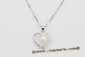 spp215 Sterling Silver 7-8mm Round Pearl Pendant in Heart Shape
