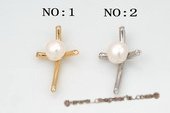 spp225 Designed Sterling Silver White Bread Pearl Cross Pendant