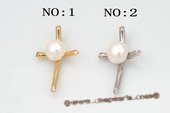 spp225 Designed Sterling Silver White Bread Pearl Cross Pendant