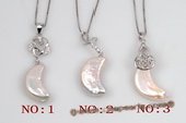 Spp334 Unique Sterling Silver 10*20mm Moon Shape Coin Pearl Pendant