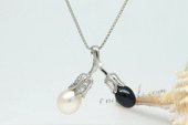 Spp337 Desiger White and Black Rice pearl Calyx design 925siver Pendant