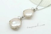 Spp339 Hand Wrapped Sterling Silver 11-13mm Coin Pearl Pendant