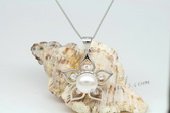 Spp341 Desiger 9.5-10mm Bread pearl Flower design 925siver Pendant