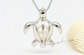 spp342 Lovely Turtle Round Pearl Cage Pendant in Sterling Silver