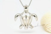 spp342 Lovely Turtle Round Pearl Cage Pendant in Sterling Silver
