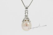 Spp350 Designed Sterling Silver White 11-12mm Drop Pearl Pendant