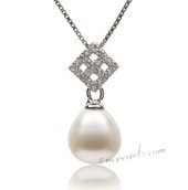 Spp357 Delectable 10-11mm White Drop Pearl Pendant in Sterling Silver