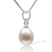 Spp361 Elegant 9-10mm White Drop Pearl 925Silver Pendant