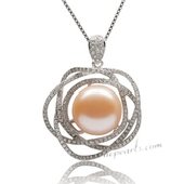 Spp362 Classic 925Silver Pendant with 13-14mm Pink color Bread Pearl