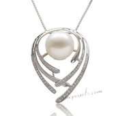 Spp366 Classic 925Silver Pendant with 12-13mm White Bread Pearl