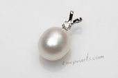 Spp384 Gorgeous 10-11mm Rice Shape Freshwater Pearl 925silver Pendant