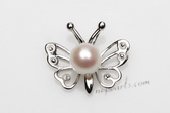 Spp389 Simple 6-7mm White Round Pearl Pendant in Butterfly Shaped Setting