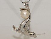 spp395 Cute 925 silver white round pearl diving sea lion  charm pendant