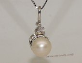 spp397 Simple 6-7mm White Round Pearl Pendant in sterling silver
