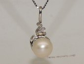 spp397 Simple 6-7mm White Round Pearl Pendant in sterling silver