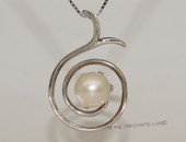 spp398 Spiral design freshwater pearl pendant swirl  with sterling silver whorl tail