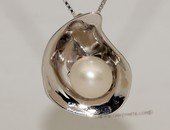 spp400 Sterling silver oyster shell charm pendan freshwater round pearl