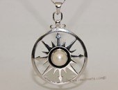 spp401 Charming design  freshwater pearl 925 sterling silver compass pendant