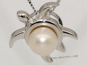 spp402 Shiny Hawaiian honu sea turtle pearl slide pendant 925 sterling silver