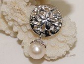 spp403 Seaside treasures sand dollar freshwater pearl pendant sterling silver