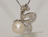 spp405 Sterling silver freshwater pearl sweet butterfly  pendant with zircon beads