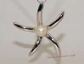 spp411 Dancing Starfish Solid Sterling Silver feshwater Pearl Pendant
