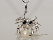 spp416 Sterling Silver .925  Sea Crab Charm Pearl Pendant Cancerian Zodiac Symbol