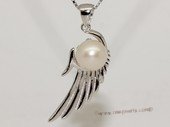 spp417 Sterling Silver  Single Angel Bird Wing with 6-7mm  Freshwater Pearl Pendant