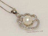 Spp420 Sterling Silver Flower Pendant with 7-8mm round pearl
