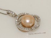 Spp426 Cultured Freshwater Pearl flower pendant in sterling silver & zircon beads