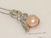 Spp430 10-10.5mm pink freshwater bread pearls sterling silver pendant