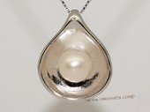 Spp435 Sterling Silver oyster Shell shape pendant with freshwater round pearl
