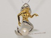 Spp436 Sterling silver Mermaid Pendant with Cultured Freshwater Pearl