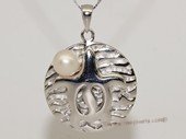 Spp443 Freshwater Pearl Sterling Silver Sea Tortoise shape Pendant